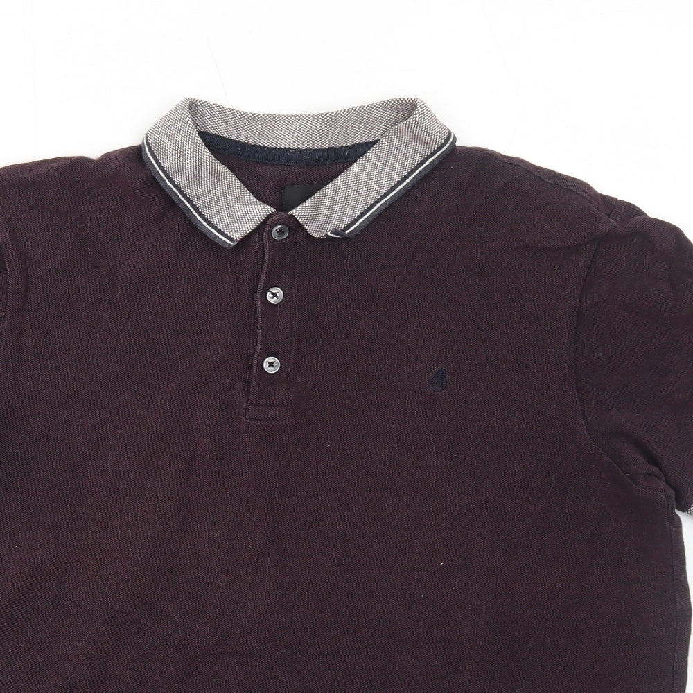 Burton Mens Purple Cotton Polo Size M Collared Button