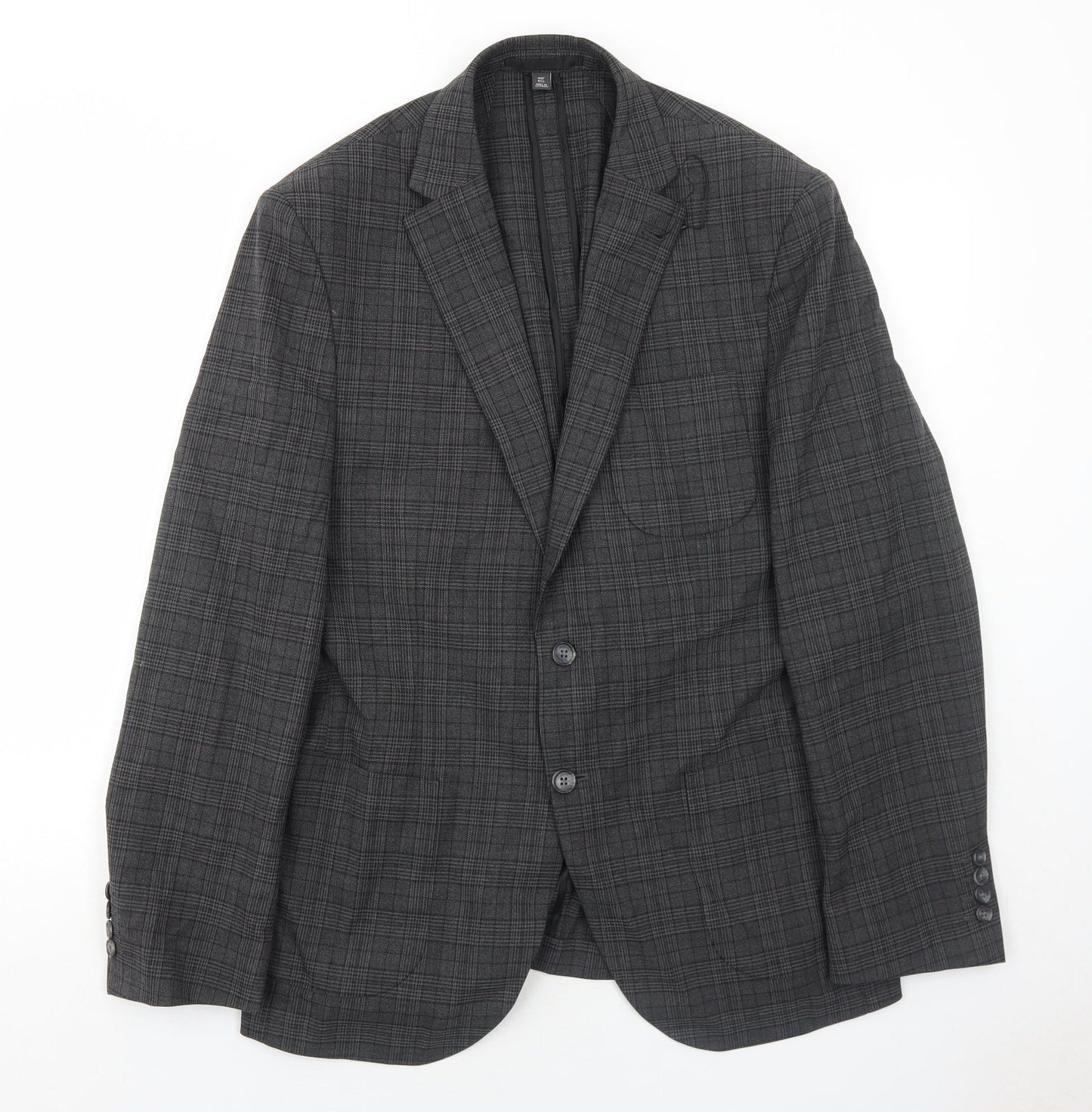 Marks and Spencer Mens Grey Geometric Polyester Jacket Suit Jacket Size 40 Regular