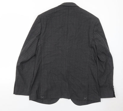 Marks and Spencer Mens Grey Geometric Polyester Jacket Suit Jacket Size 40 Regular