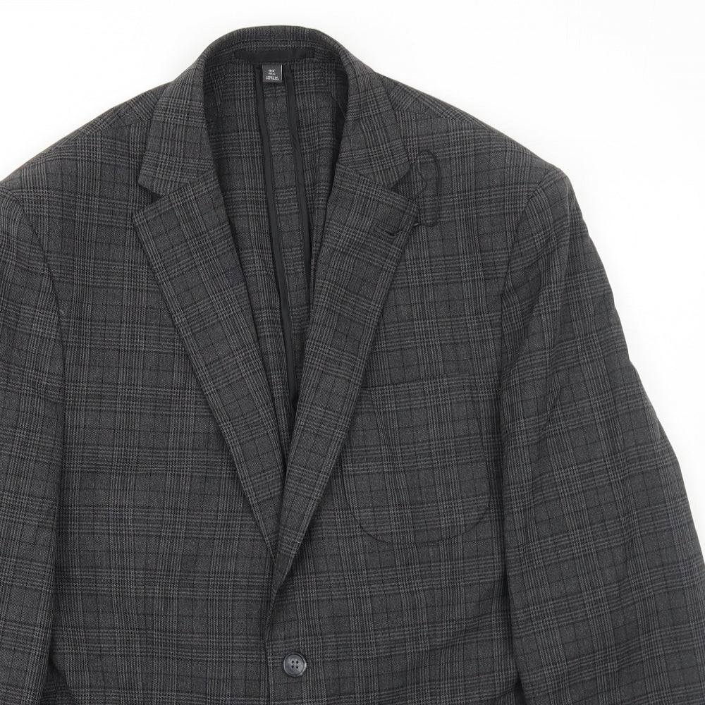 Marks and Spencer Mens Grey Geometric Polyester Jacket Suit Jacket Size 40 Regular