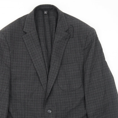 Marks and Spencer Mens Grey Geometric Polyester Jacket Suit Jacket Size 40 Regular