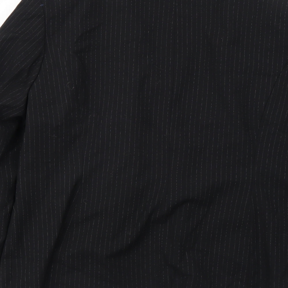 Marks and Spencer Womens Black Striped Polyester Jacket Suit Jacket Size 16