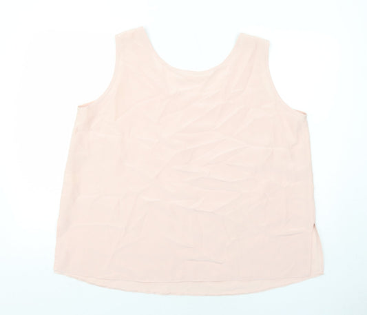 Ann Harvey Womens Pink Polyester Basic Tank Size 12 Round Neck
