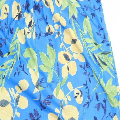 Daxon Womens Blue Floral Polyester Tank Dress Size 16 Square Neck Pullover