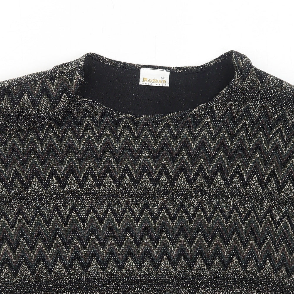 Womens UK Size M Roman Black Basic Blouse