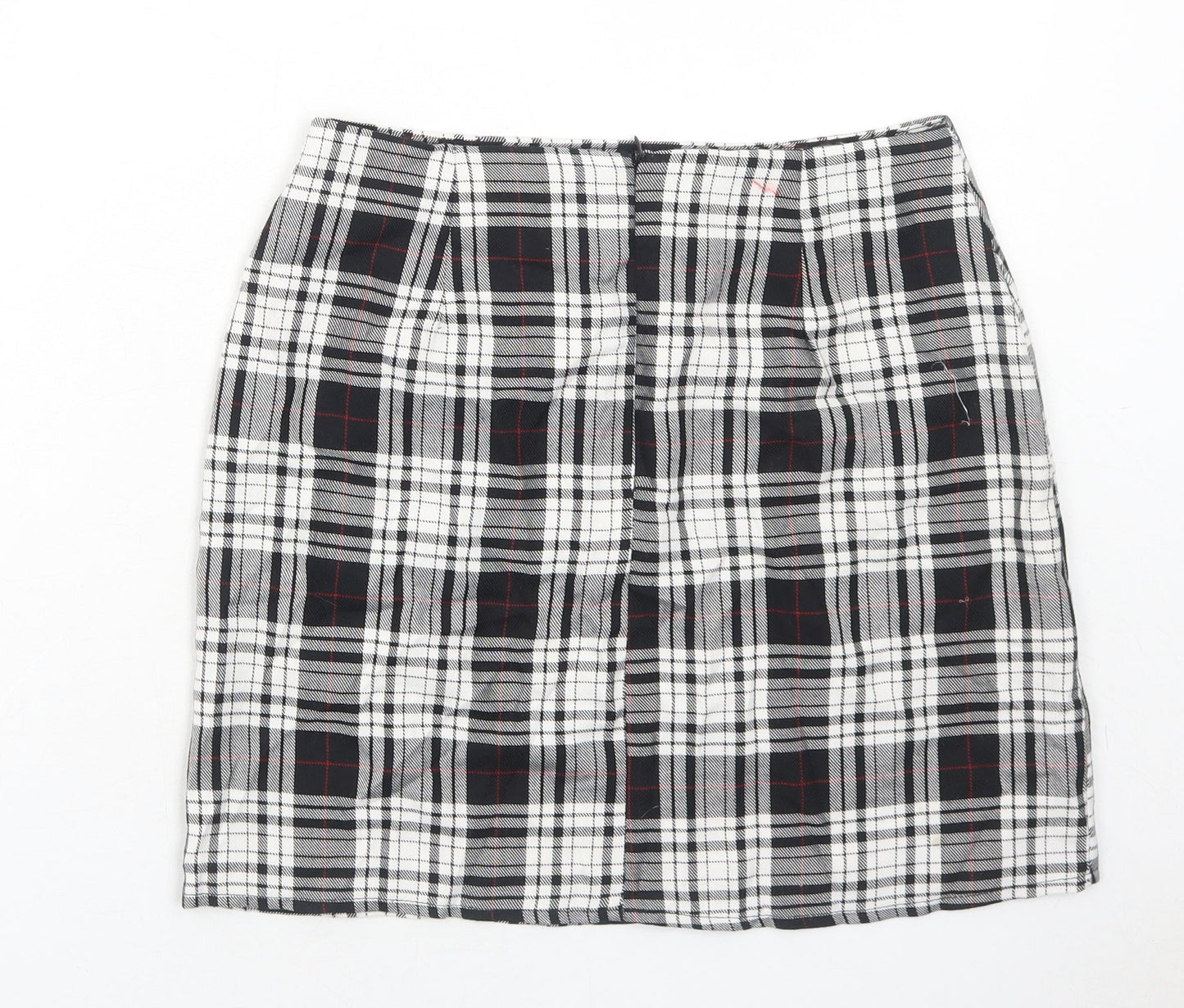 Nasty Gal Womens Black Plaid Polyester A-Line Skirt Size 8 Zip