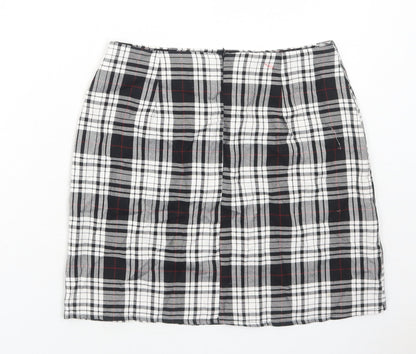 Nasty Gal Womens Black Plaid Polyester A-Line Skirt Size 8 Zip