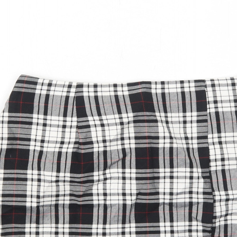 Nasty Gal Womens Black Plaid Polyester A-Line Skirt Size 8 Zip