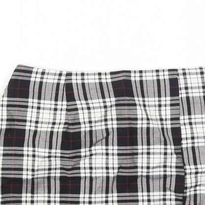 Nasty Gal Womens Black Plaid Polyester A-Line Skirt Size 8 Zip