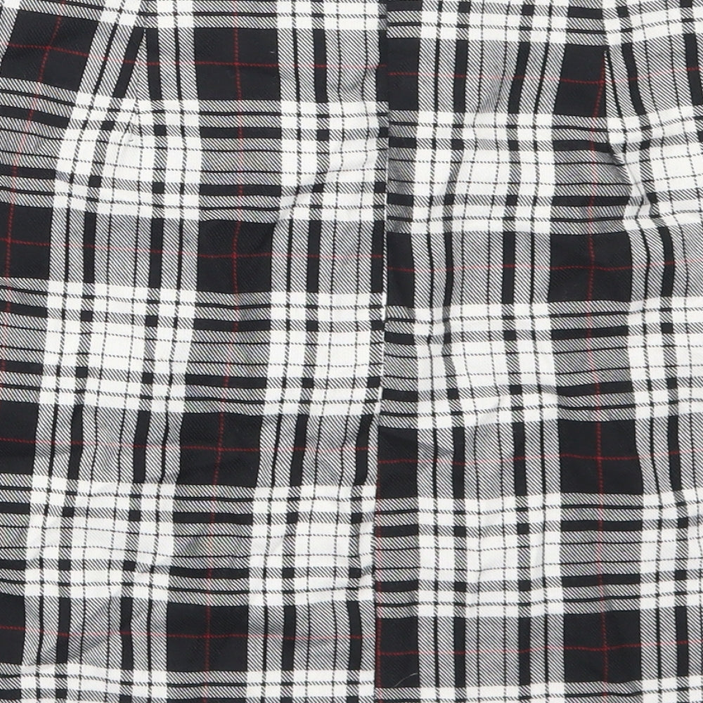 Nasty Gal Womens Black Plaid Polyester A-Line Skirt Size 8 Zip