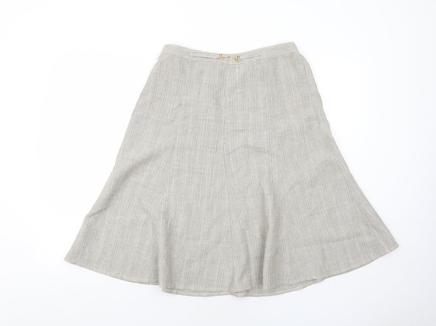 Damart Womens Beige Striped Polyester Swing Skirt Size 12