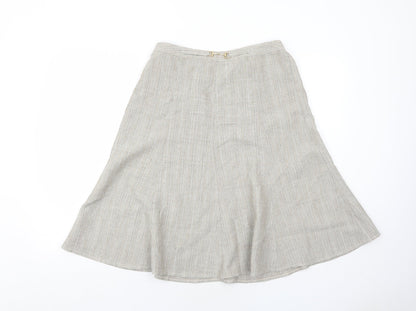 Damart Womens Beige Striped Polyester Swing Skirt Size 12