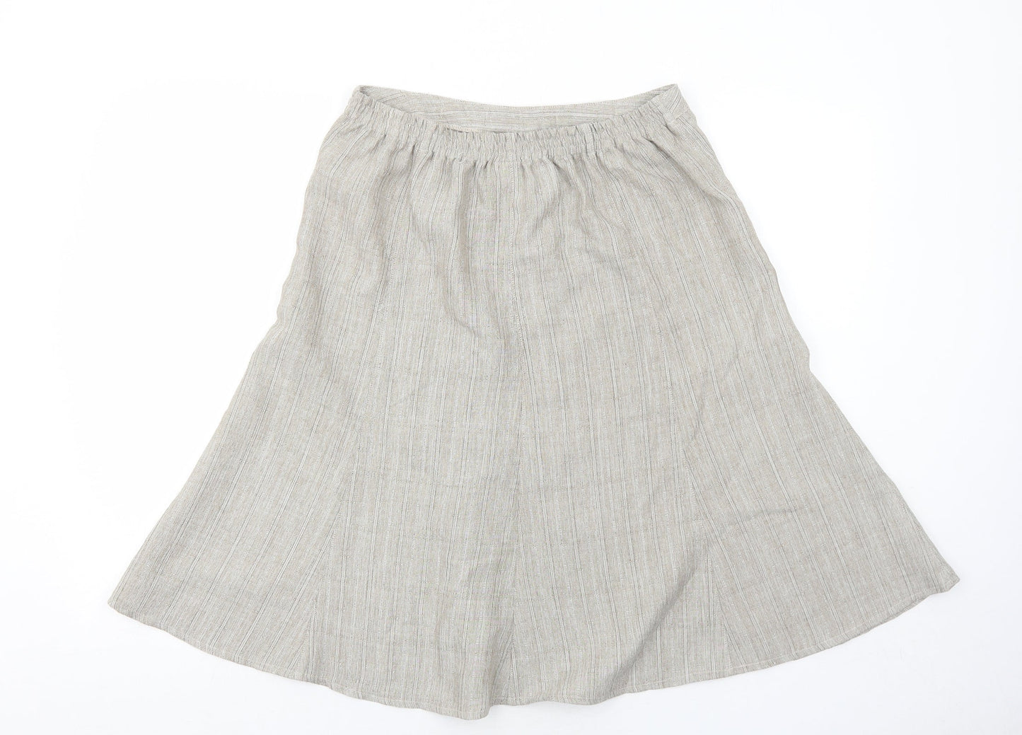 Damart Womens Beige Striped Polyester Swing Skirt Size 12