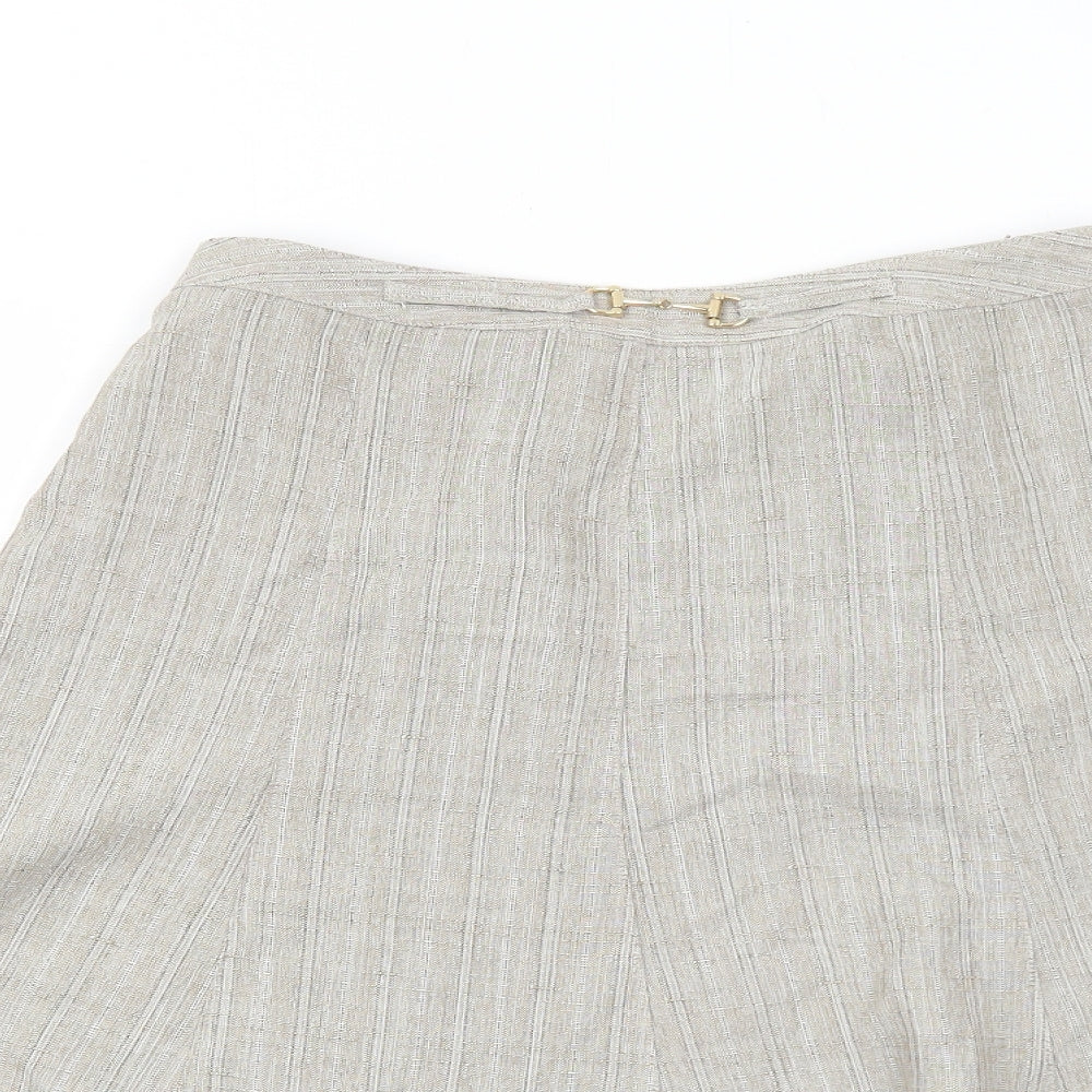 Damart Womens Beige Striped Polyester Swing Skirt Size 12