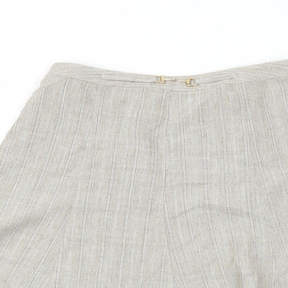Damart Womens Beige Striped Polyester Swing Skirt Size 12