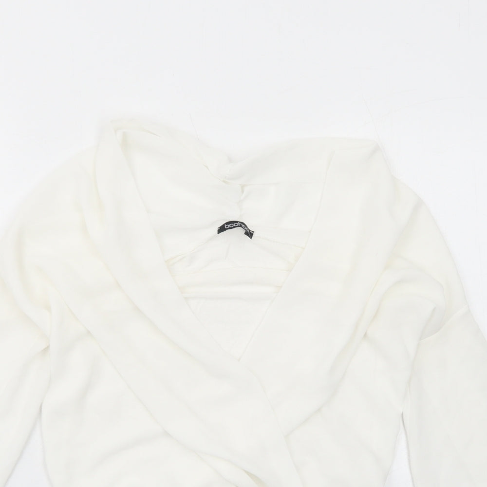 Boohoo Womens White Polyester Bodysuit One-Piece Size 8 Hook & Eye