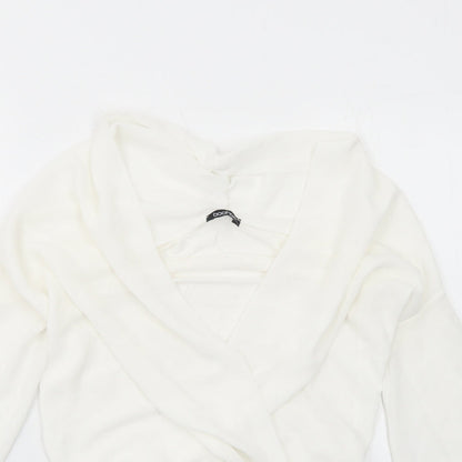 Boohoo Womens White Polyester Bodysuit One-Piece Size 8 Hook & Eye