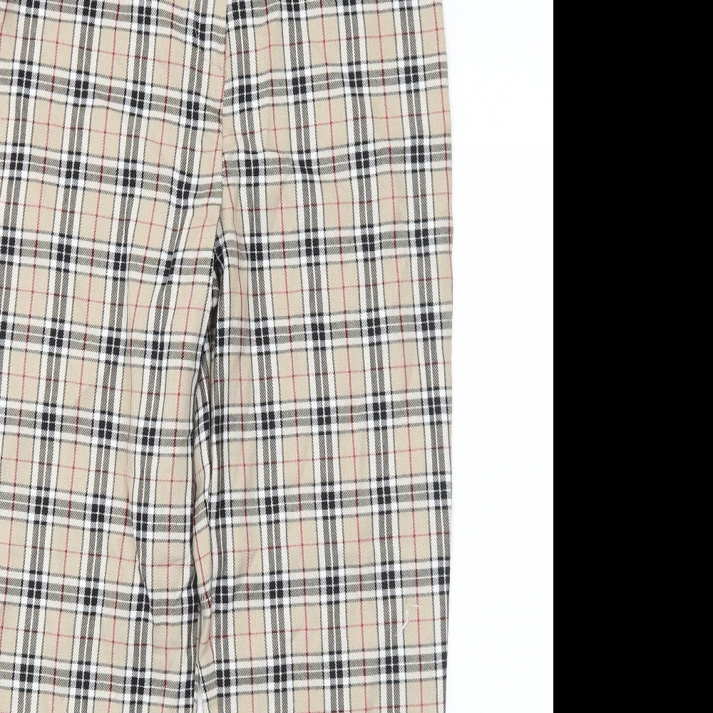 Nasty Gal Womens Beige Plaid Polyester Carrot Trousers Size 6 Regular Zip