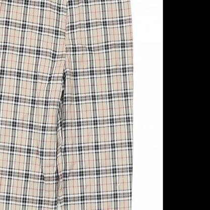 Nasty Gal Womens Beige Plaid Polyester Carrot Trousers Size 6 Regular Zip