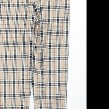 Nasty Gal Womens Beige Plaid Polyester Carrot Trousers Size 6 Regular Zip