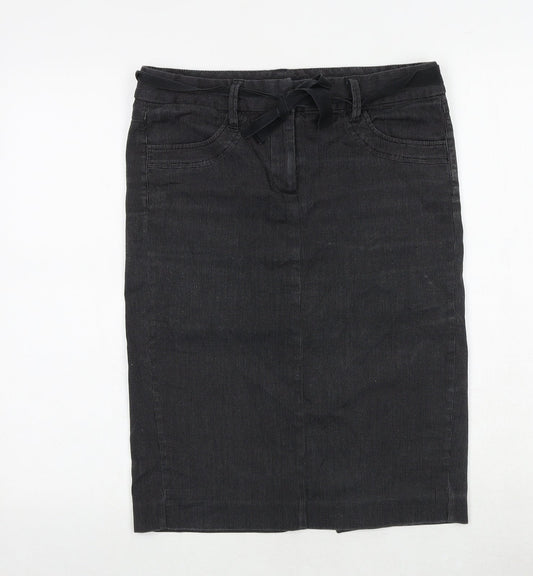 French Connection Womens Green Cotton A-Line Skirt Size 10 Tie