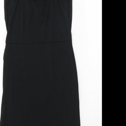 Quiz Womens Black Polyester Bodycon Size 8 Cowl Neck Pullover - Chain Strap