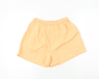 COLLUSION Womens Orange 100% Cotton Basic Shorts Size 6 Regular