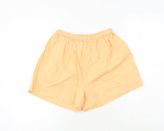 COLLUSION Womens Orange 100% Cotton Basic Shorts Size 6 Regular