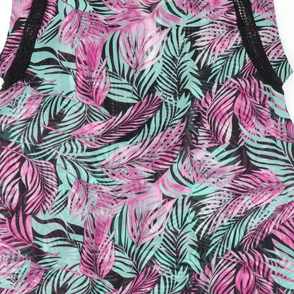 Daniel Rainn Womens Multicoloured Geometric Polyester Basic Tank Size M V-Neck - Leaf Print