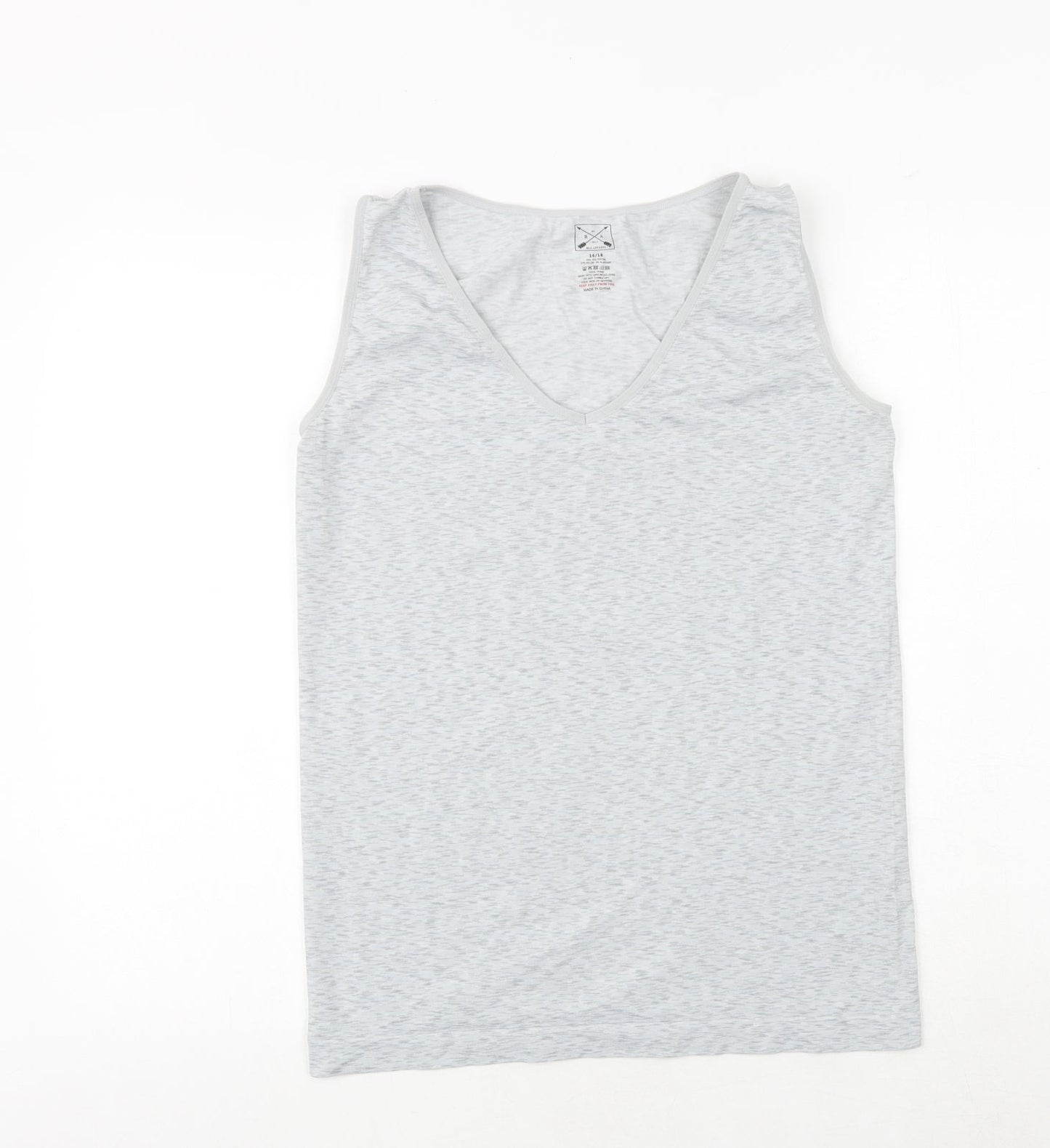 Blu Apparel Womens Grey Polyester Basic Tank Size 16 V-Neck