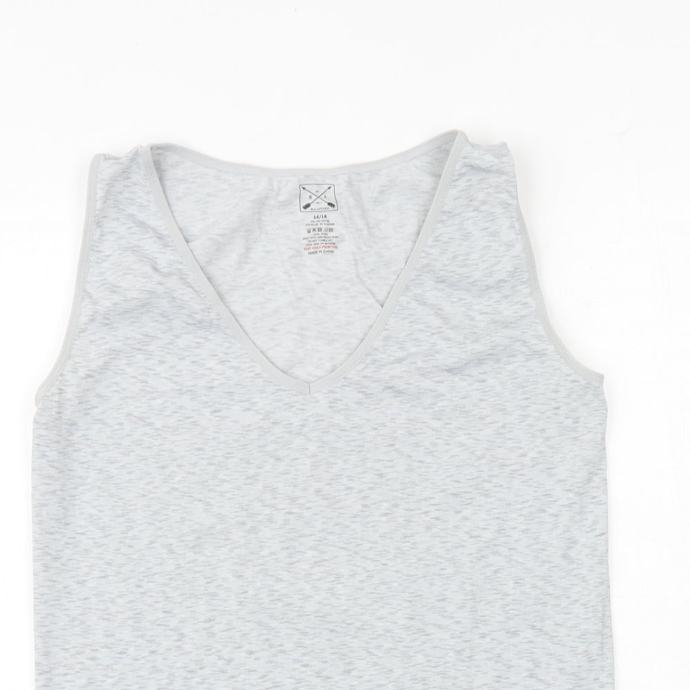 Blu Apparel Womens Grey Polyester Basic Tank Size 16 V-Neck