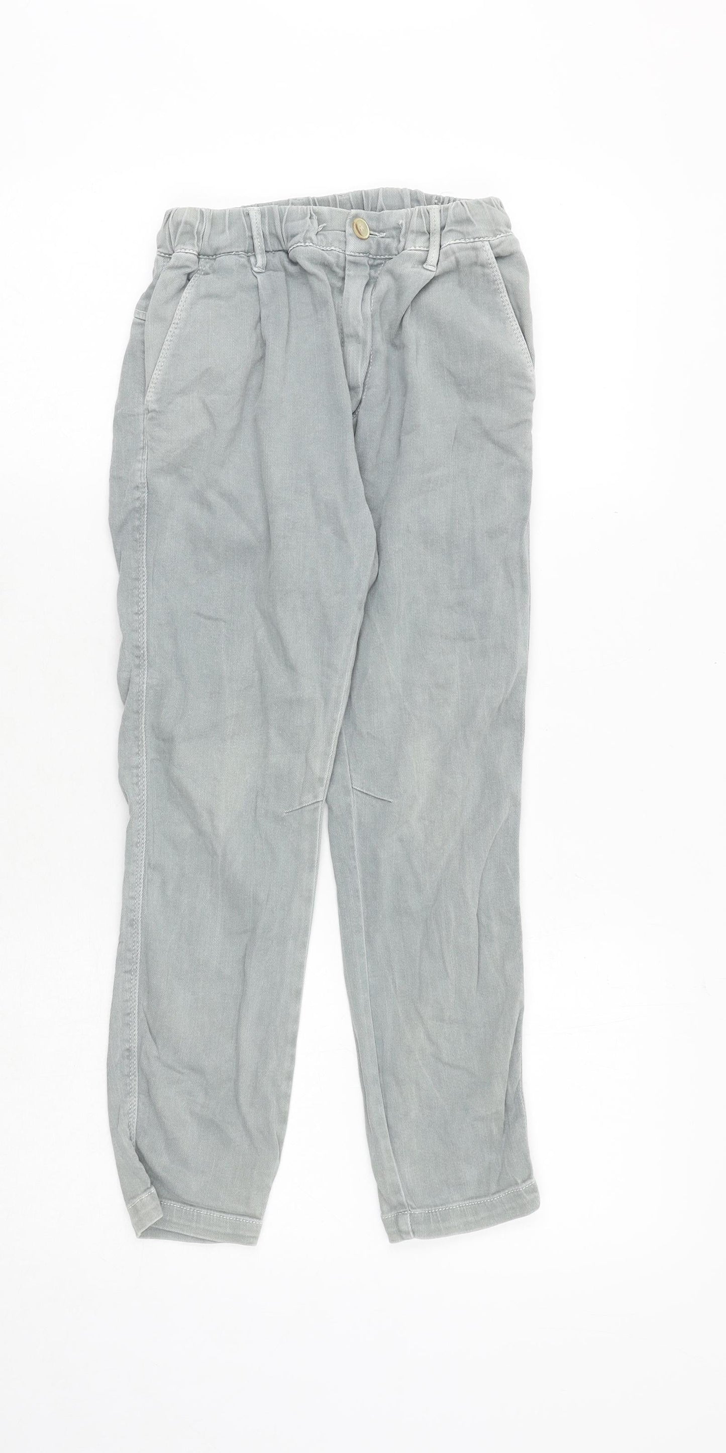 Zara Girls Blue Cotton Straight Jeans Size 9 Years Regular Zip