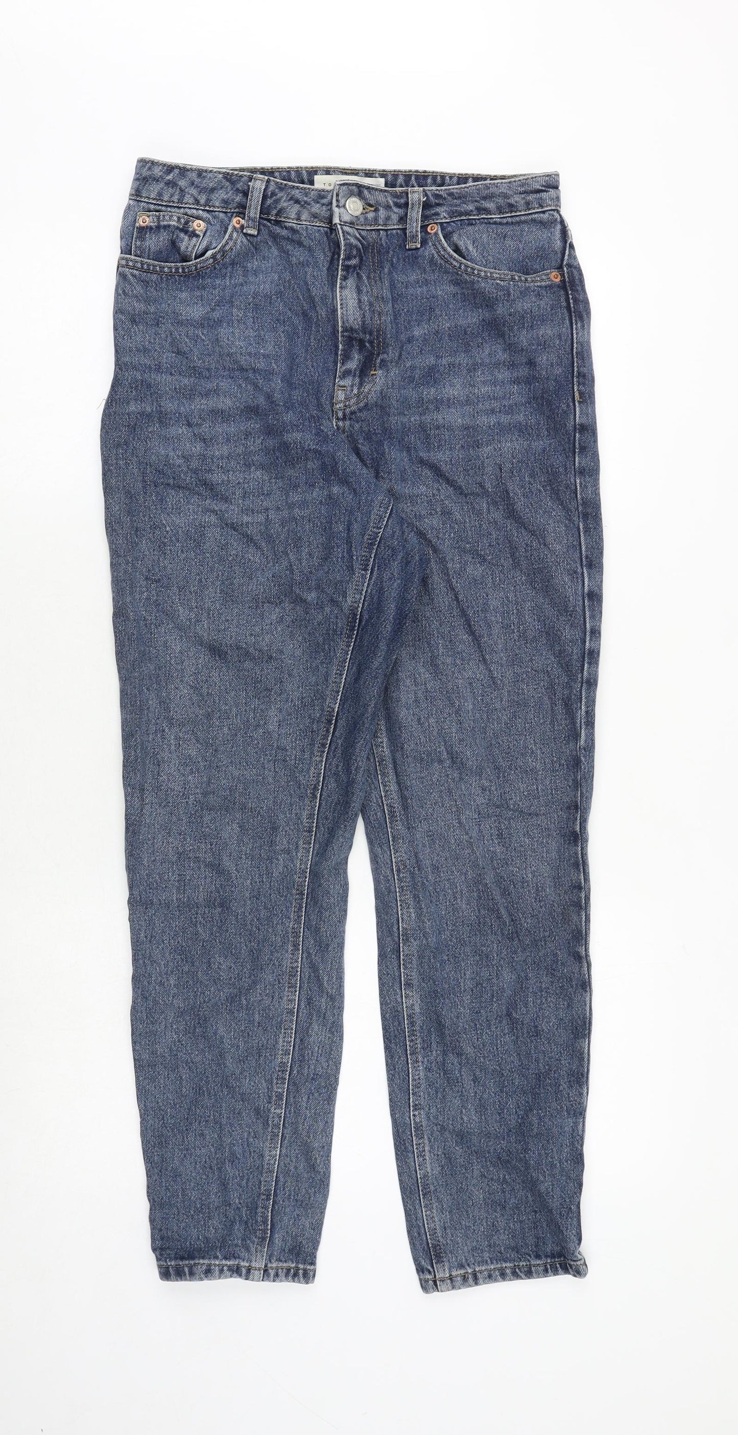 Topshop Womens Blue Cotton Skinny Jeans Size 30 in Extra-Slim Zip
