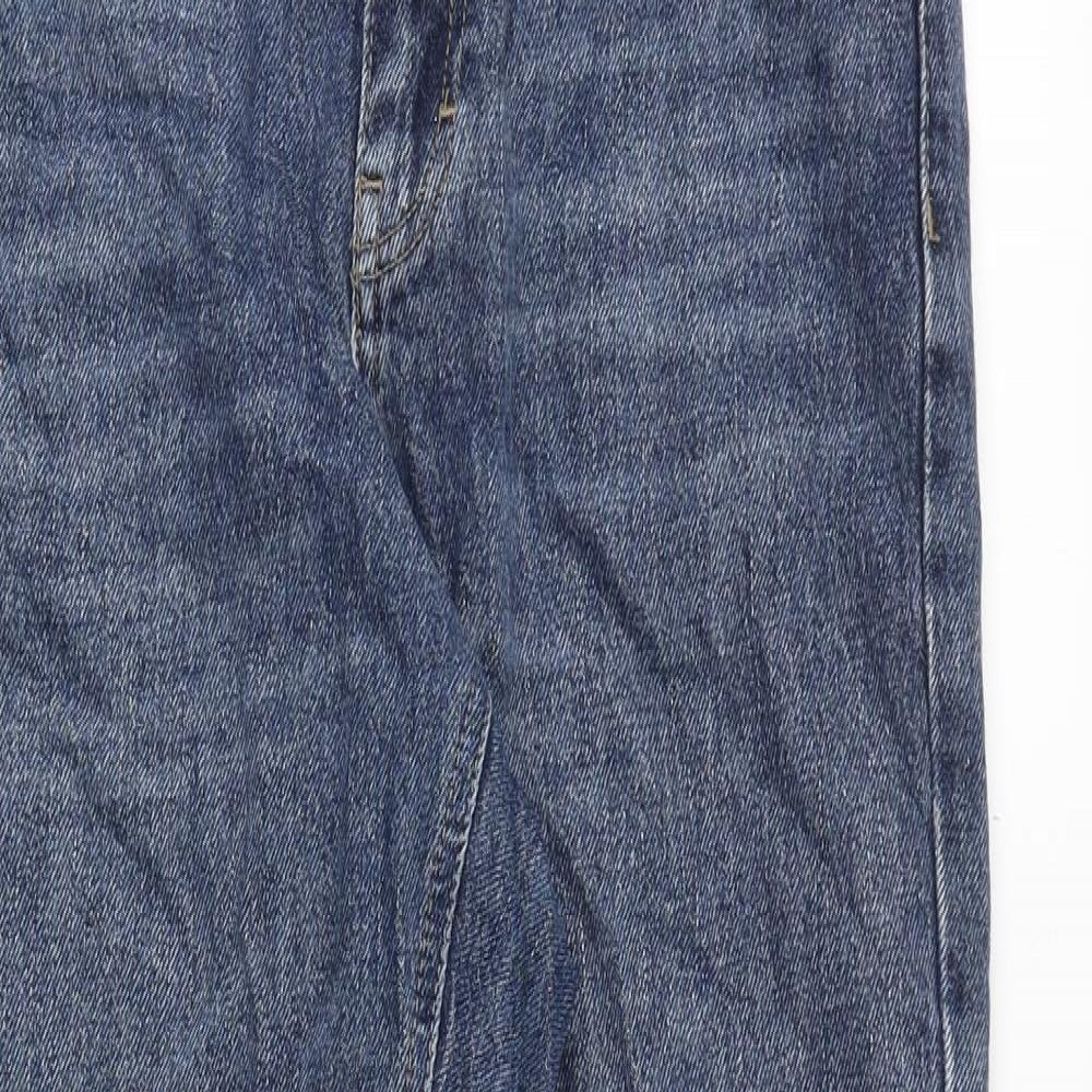 Topshop Womens Blue Cotton Skinny Jeans Size 30 in Extra-Slim Zip