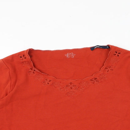 DASH Womens Orange Cotton Basic T-Shirt Size 14 Scoop Neck