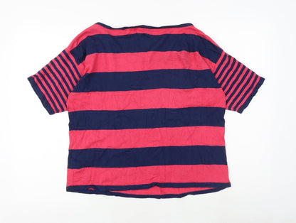 Marks and Spencer Girls Multicoloured Round Neck Striped 100% Cotton Pullover Jumper Size 15-16 Years Pullover