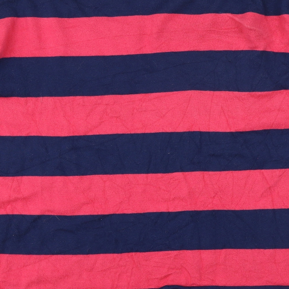 Marks and Spencer Girls Multicoloured Round Neck Striped 100% Cotton Pullover Jumper Size 15-16 Years Pullover