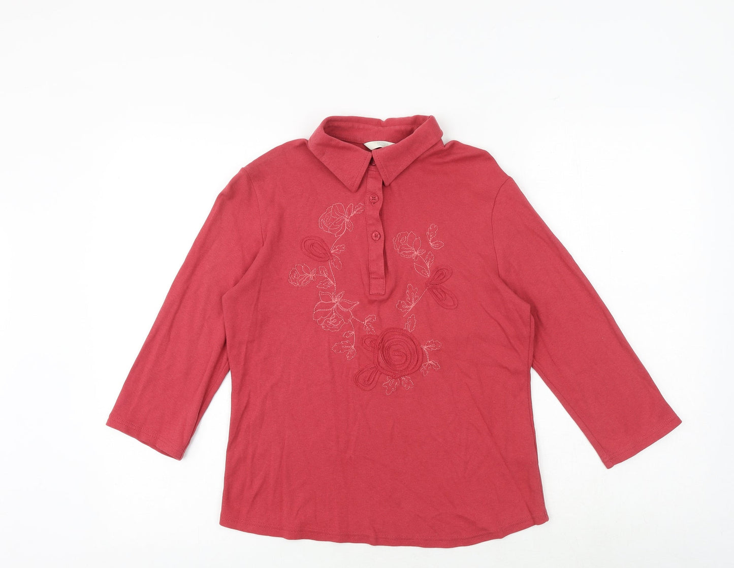 Womens UK Size 12 Marks and Spencer Red Basic T-Shirt