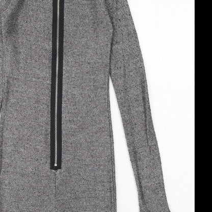 Topshop Womens Silver Geometric Polyester Shift Size 8 Round Neck Zip