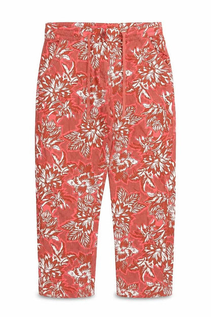 NEXT Womens Red Floral Viscose Trousers Size 10 Regular Tie