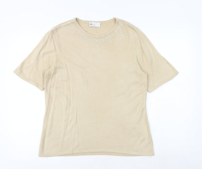 BHS Womens Beige Round Neck Acrylic Pullover Jumper Size 18