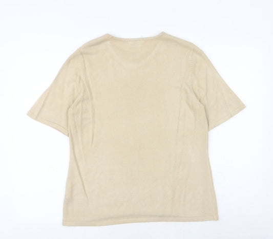 BHS Womens Beige Round Neck Acrylic Pullover Jumper Size 18