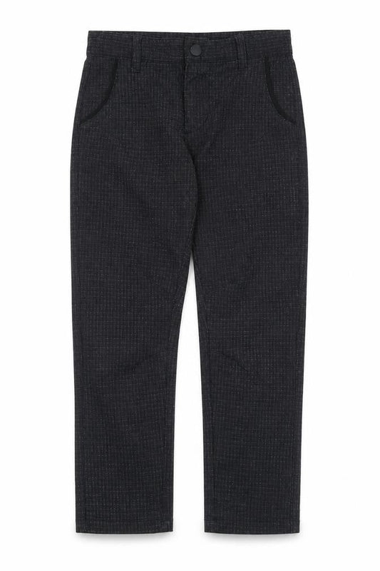 Undeniable Dudes Boys Grey Check Polyester Chino Trousers Size 6 Years Regular Zip