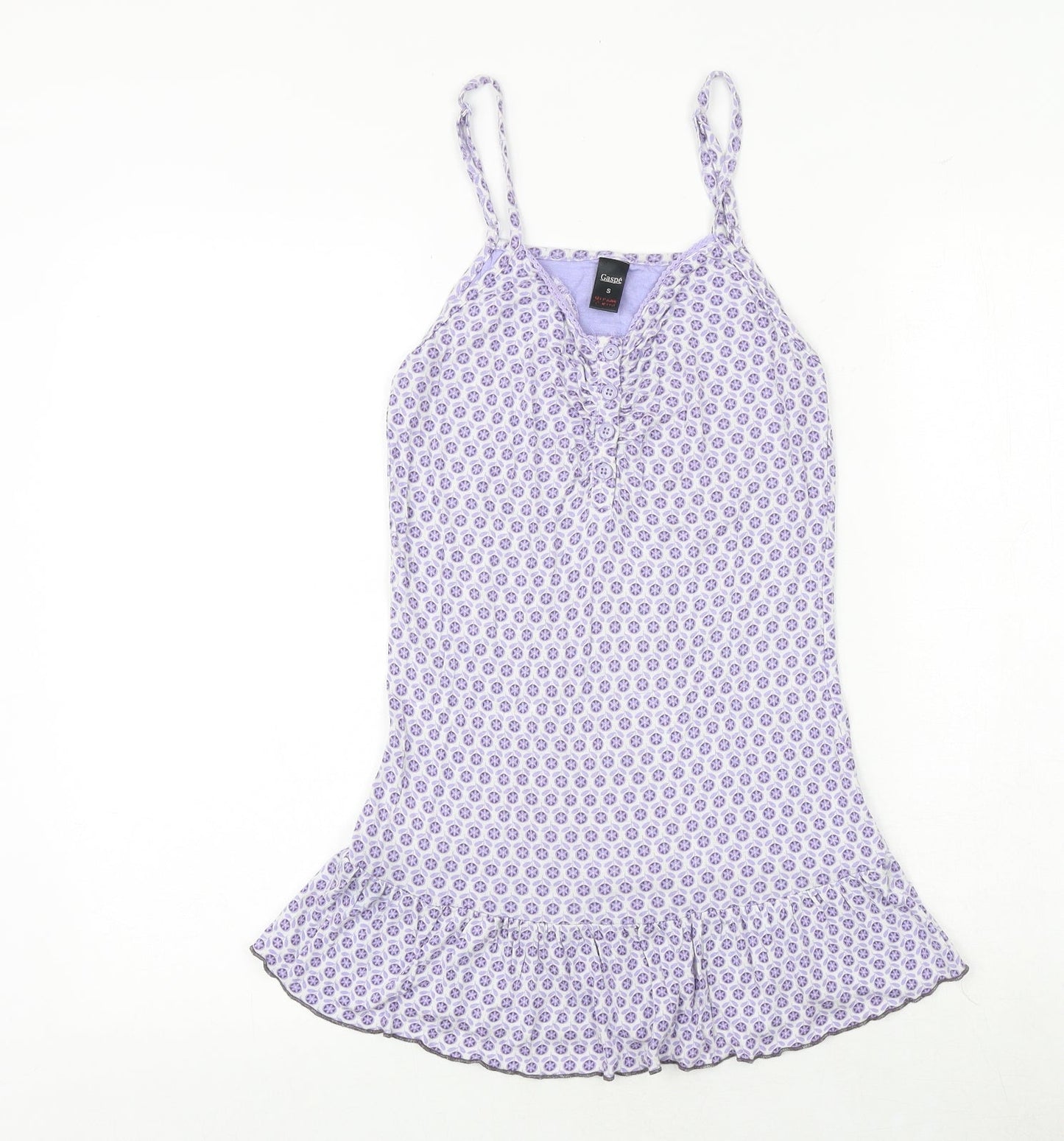 Gaspe Womens Purple Geometric Viscose Basic Blouse Size S V-Neck