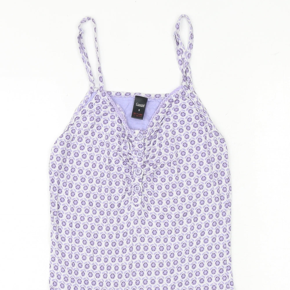 Gaspe Womens Purple Geometric Viscose Basic Blouse Size S V-Neck