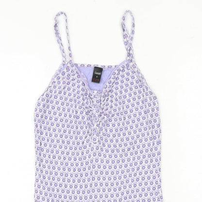 Gaspe Womens Purple Geometric Viscose Basic Blouse Size S V-Neck