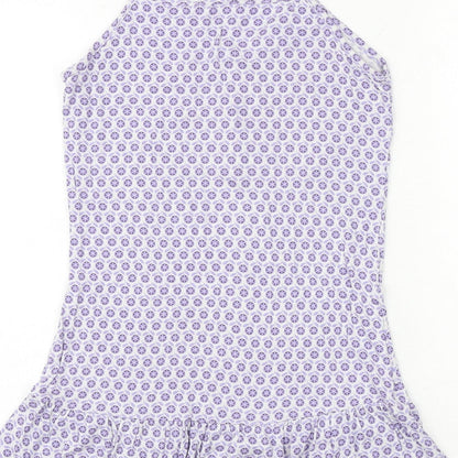 Gaspe Womens Purple Geometric Viscose Basic Blouse Size S V-Neck