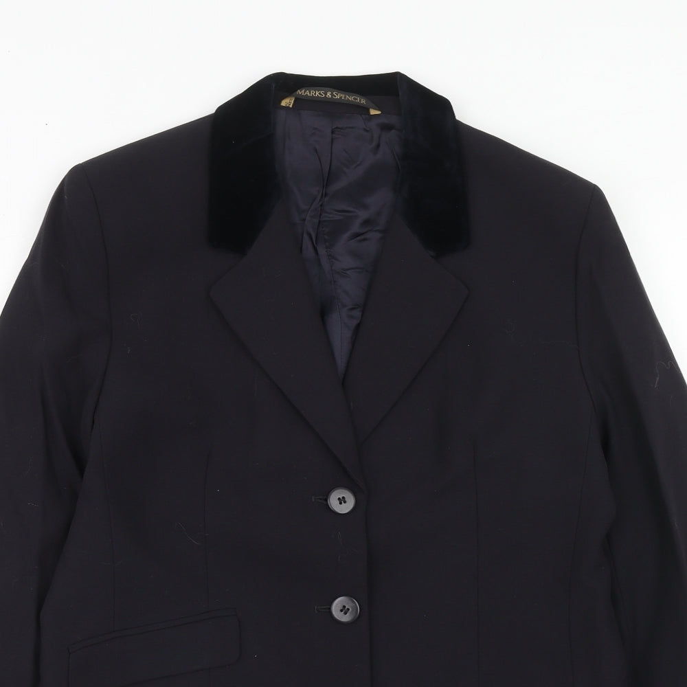 Marks and Spencer Womens Blue Wool Jacket Suit Jacket Size 14