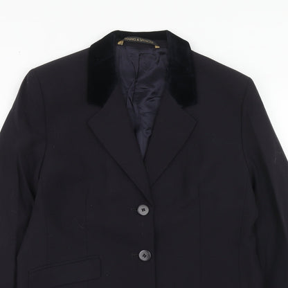 Marks and Spencer Womens Blue Wool Jacket Suit Jacket Size 14