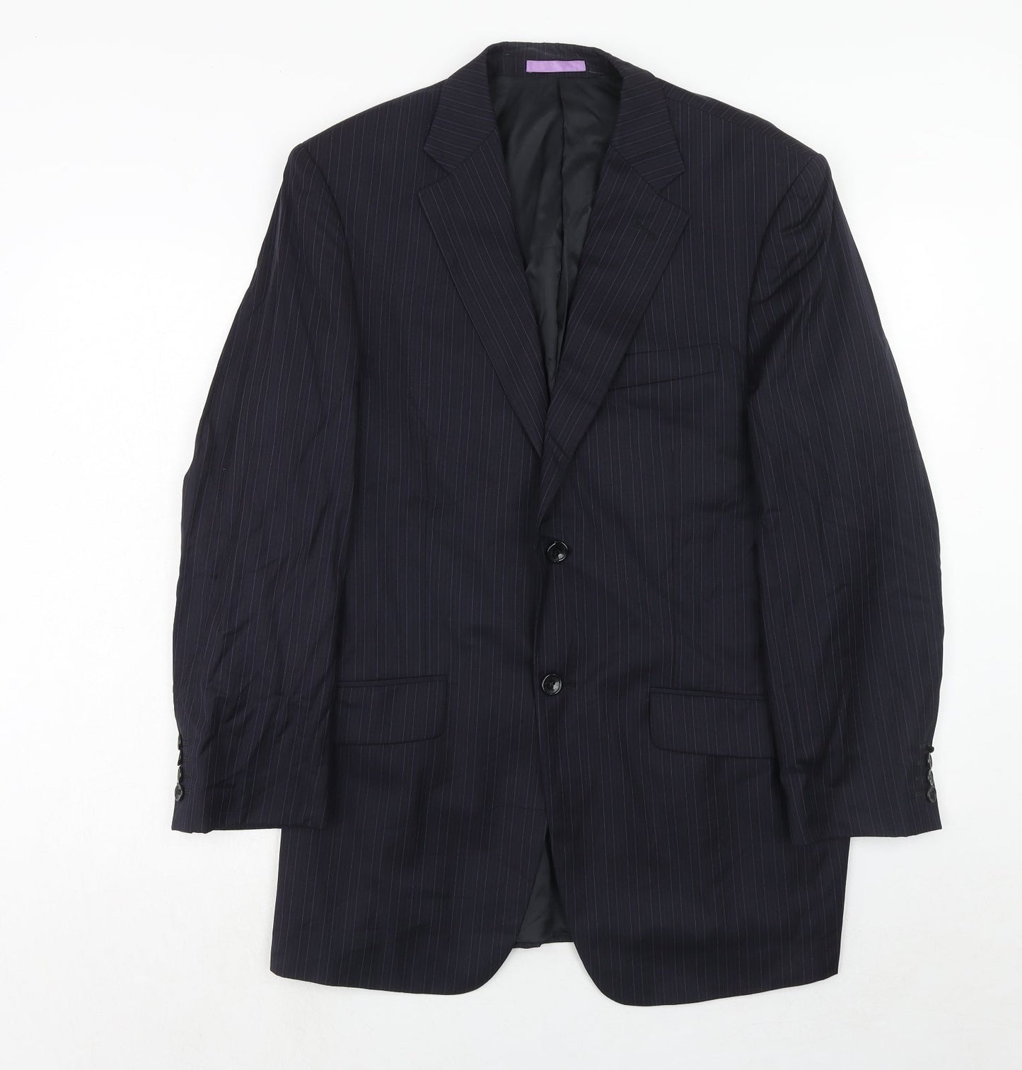 French Eye Mens Blue Striped Wool Jacket Suit Jacket Size 42 Regular